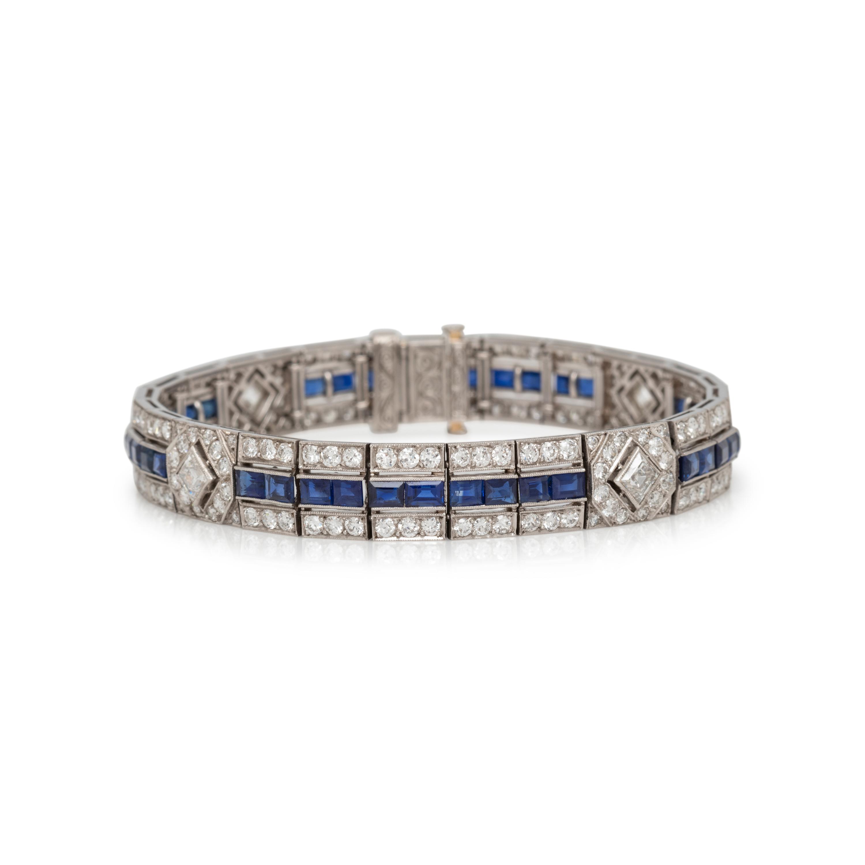 TIFFANY & CO., ART DECO, DIAMOND AND SAPPHIRE BRACELET