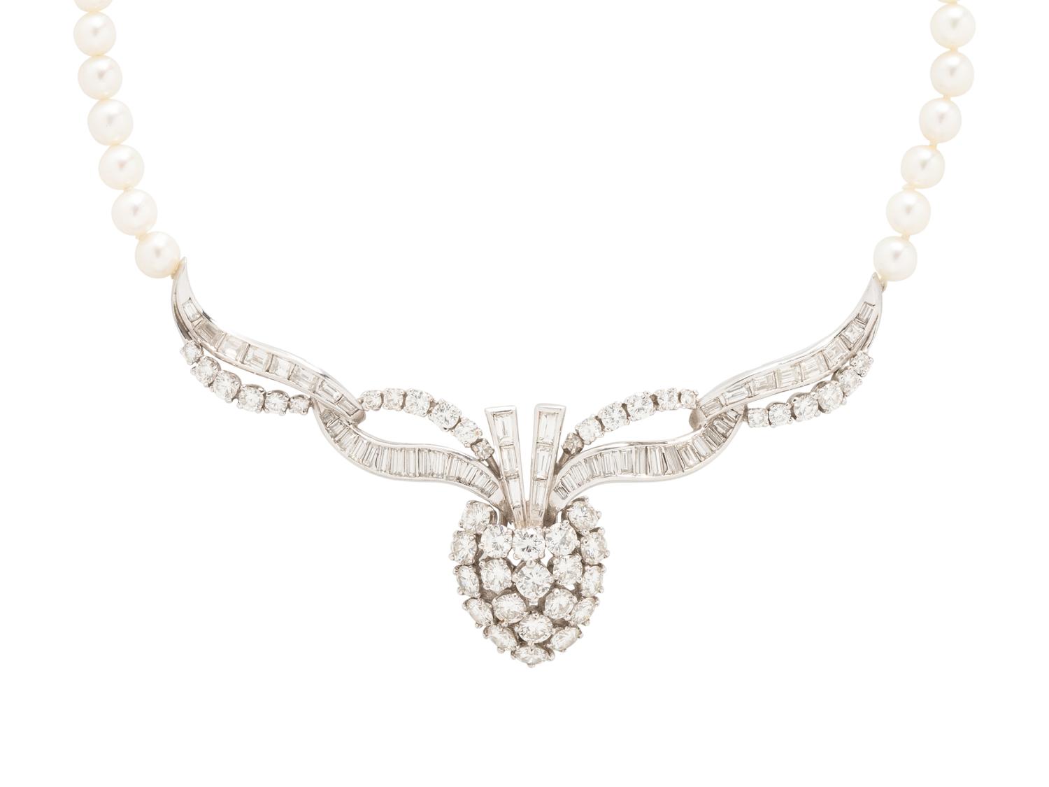 DIAMOND AND CULTURED PEARL NECKLACE
