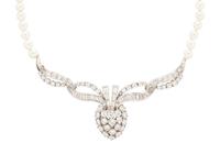 DIAMOND AND CULTURED PEARL NECKLACE