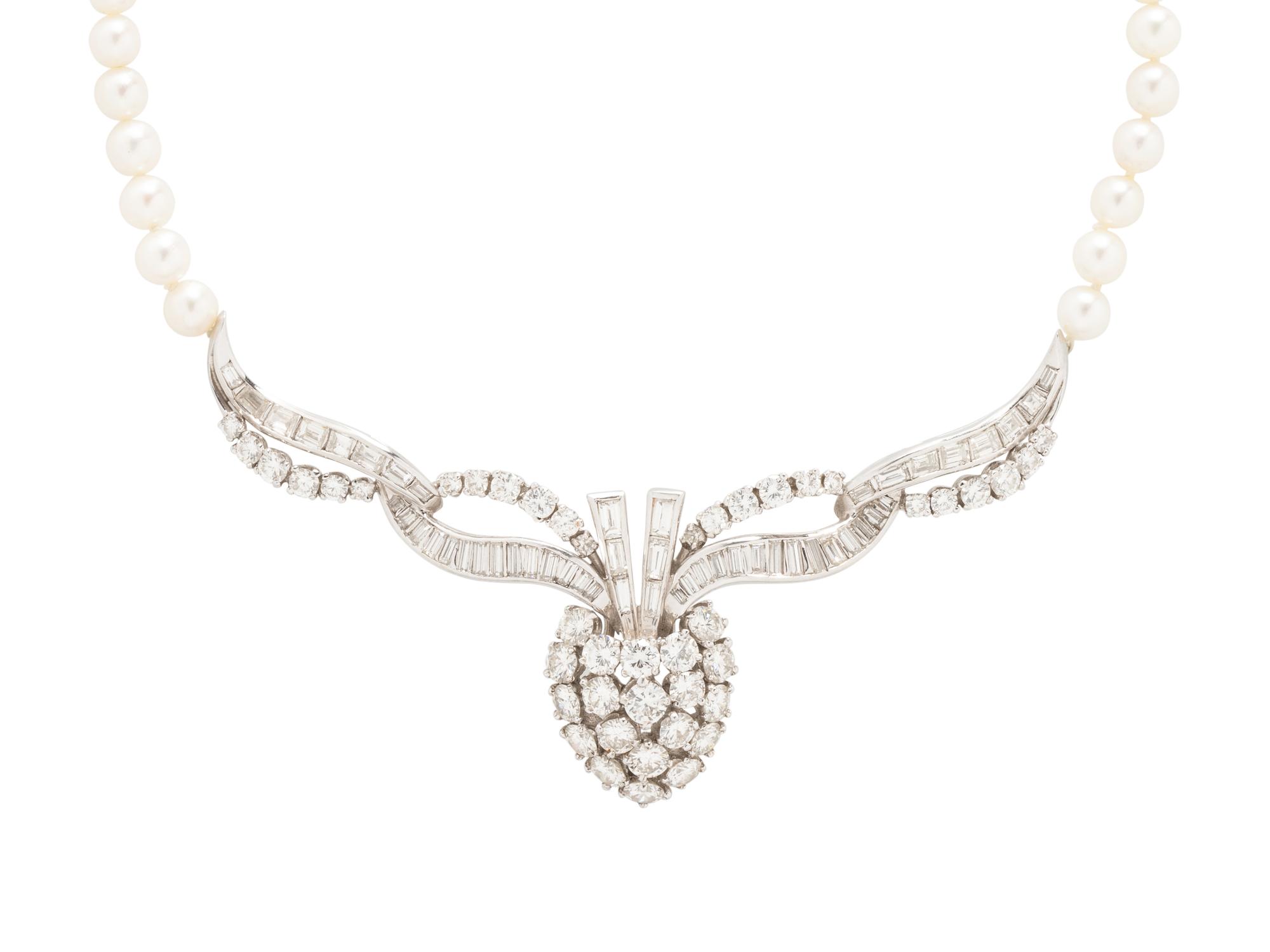 DIAMOND AND CULTURED PEARL NECKLACE