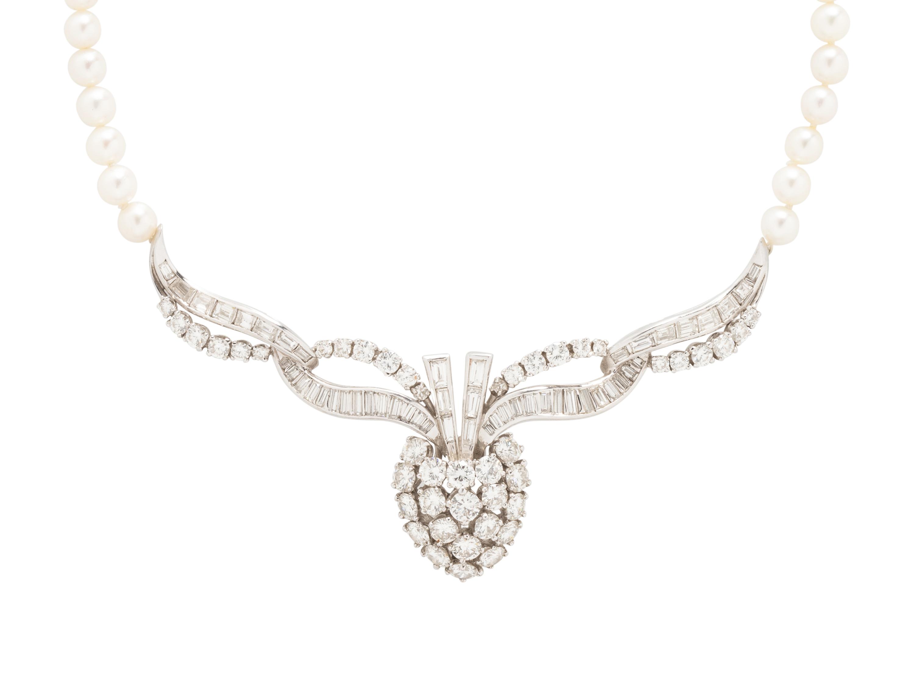 DIAMOND AND CULTURED PEARL NECKLACE