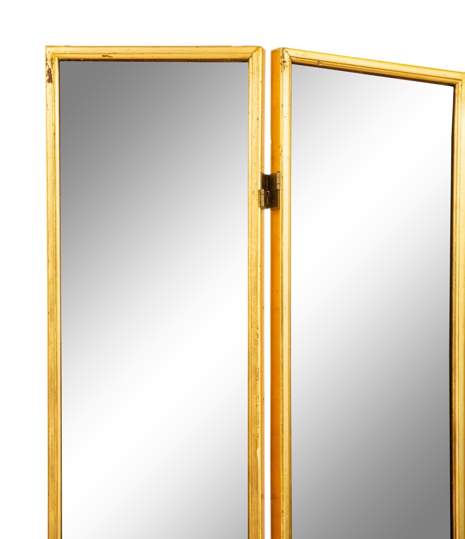 A Gilt Framed Four-Fold Mirrored Screen