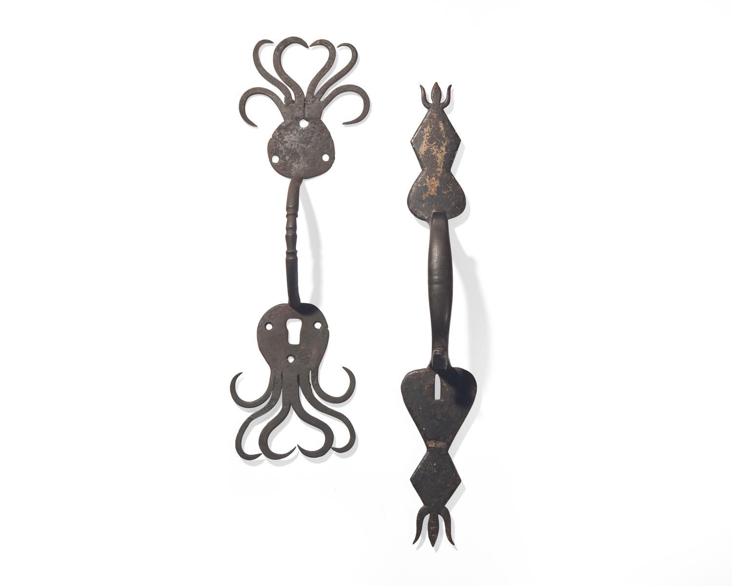 Two Wrought Iron Door Pulls, Pennsylvania, 18th / Early 19th Century