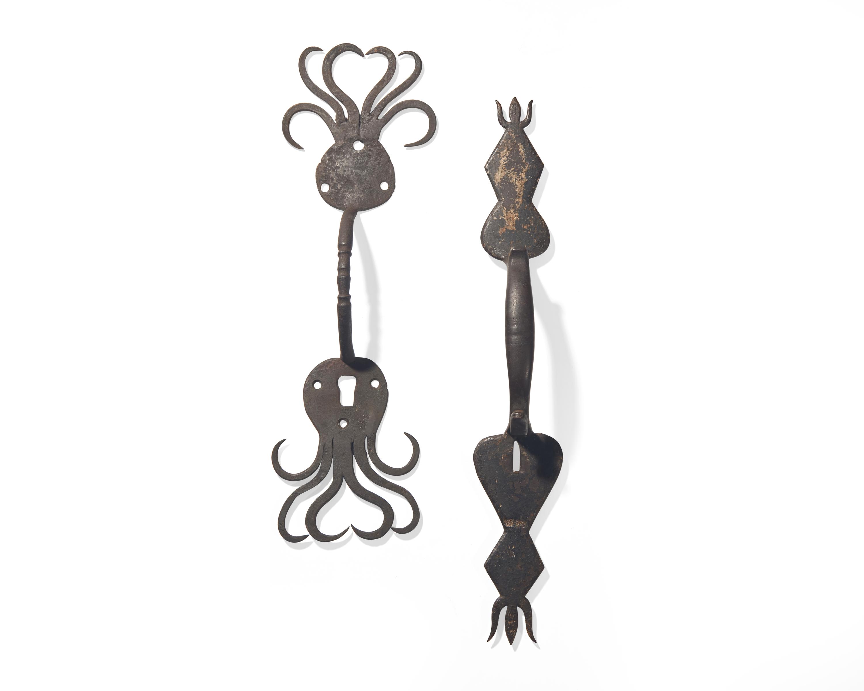 Two Wrought Iron Door Pulls, Pennsylvania, 18th / Early 19th Century