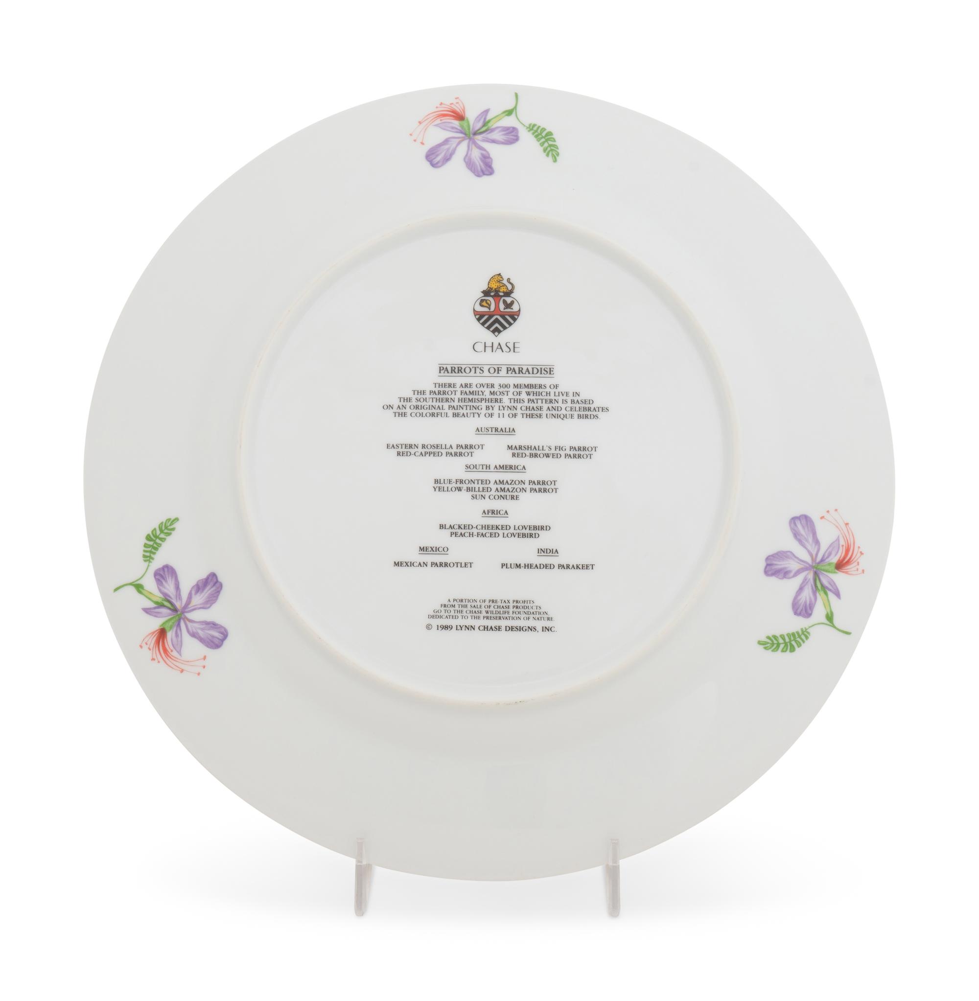 A Lynn Chase Parrots of Paradise Porcelain Dinner Service