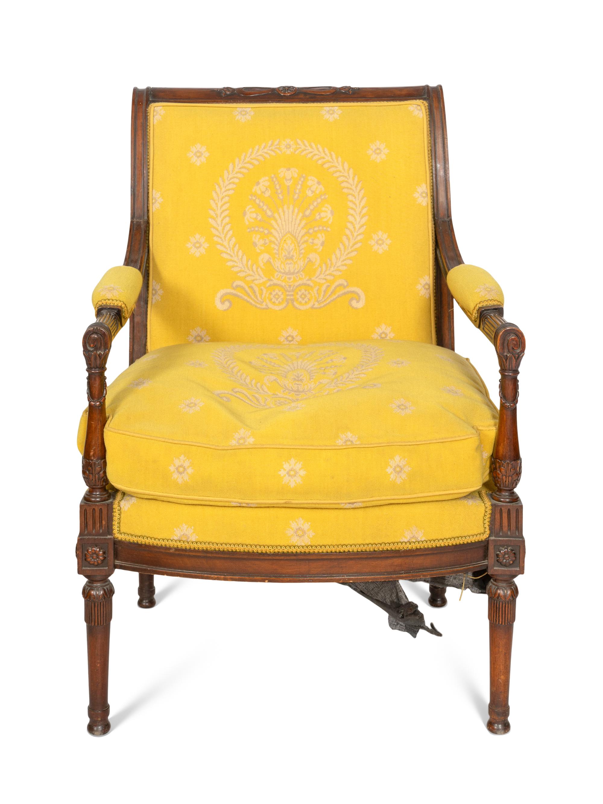 A Directoire Style Walnut Fauteuil
