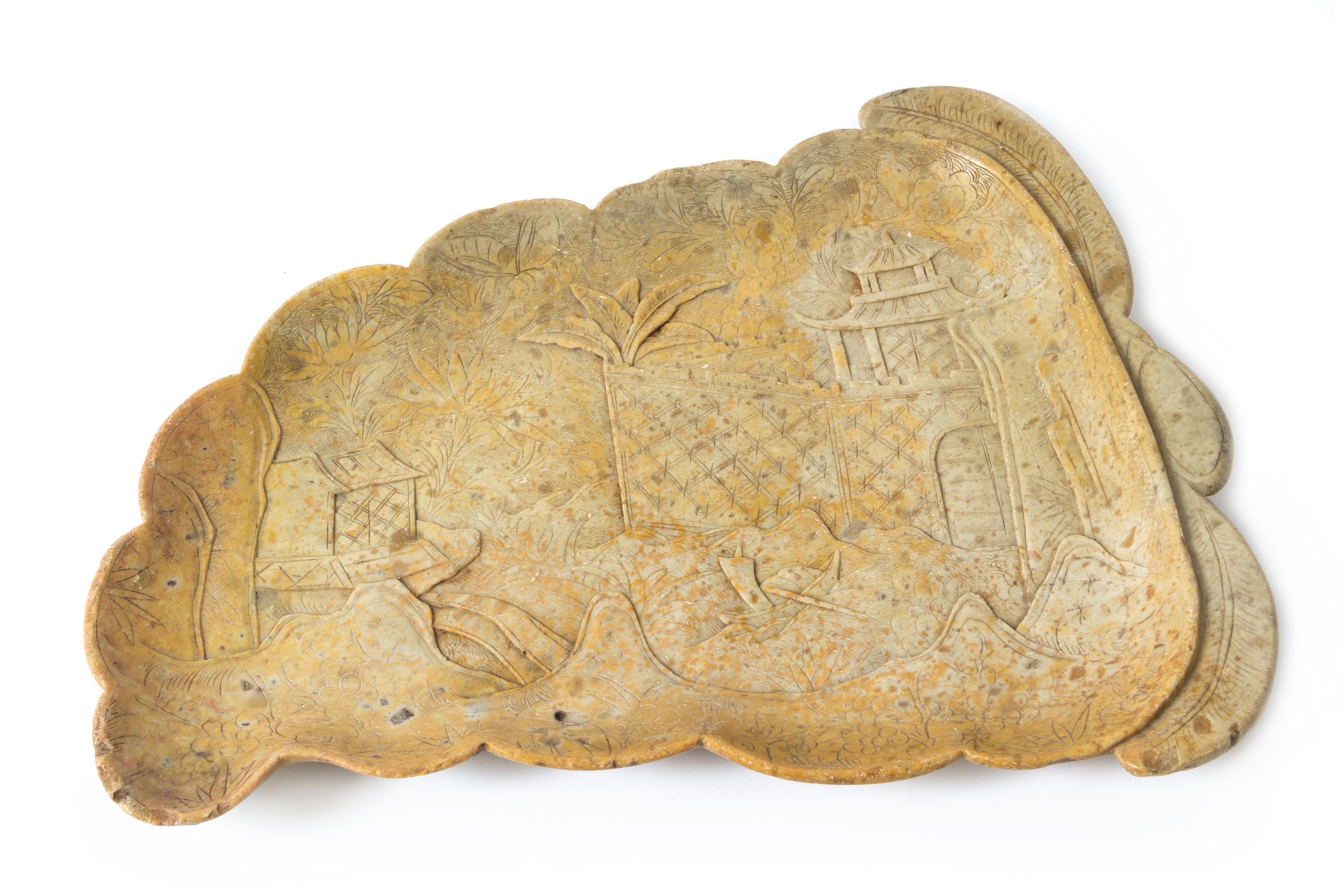 A Chinese Soapstone Berry Shaped Dish LATE 19TH CENTURY Width 12 1/2 inches. — LATE 19TH CENTURY