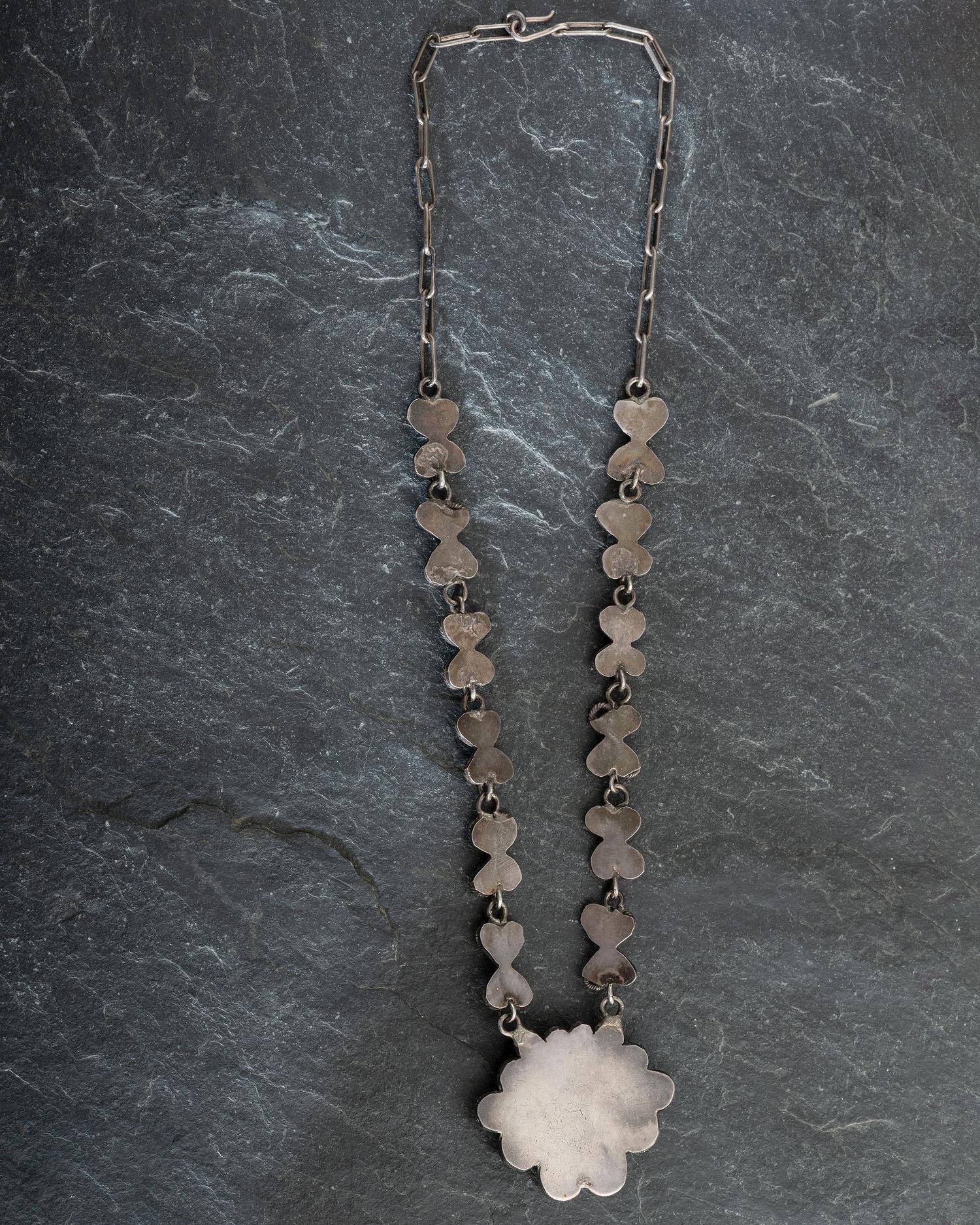 Navajo or Pueblo Silver Filagree and Turquoise Necklace