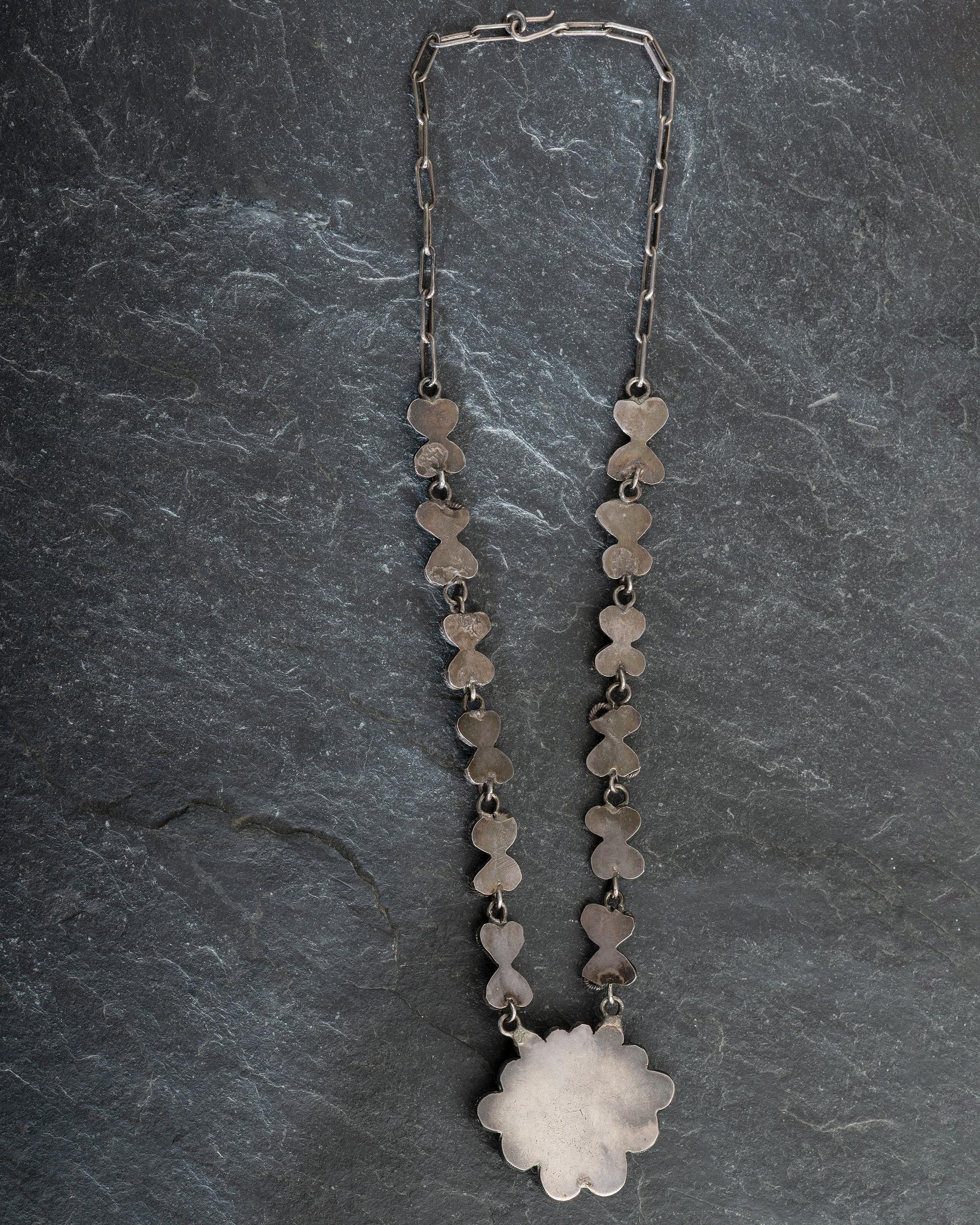 Navajo or Pueblo Silver Filagree and Turquoise Necklace