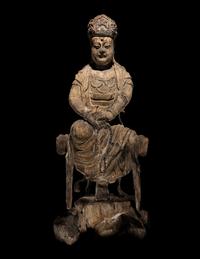 A Carved Wood Figure of Guanyin