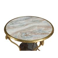 A Pair of French Neoclassical Style Gilt Bronze and Marble Guéridons