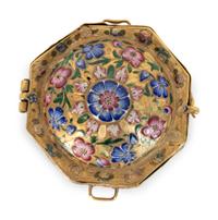 A Continental Enamel and Gold Octagonal Box