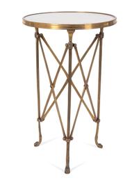 A Directoire Style Gilt Bronze and White Marble Gueridon — 20TH CENTURY