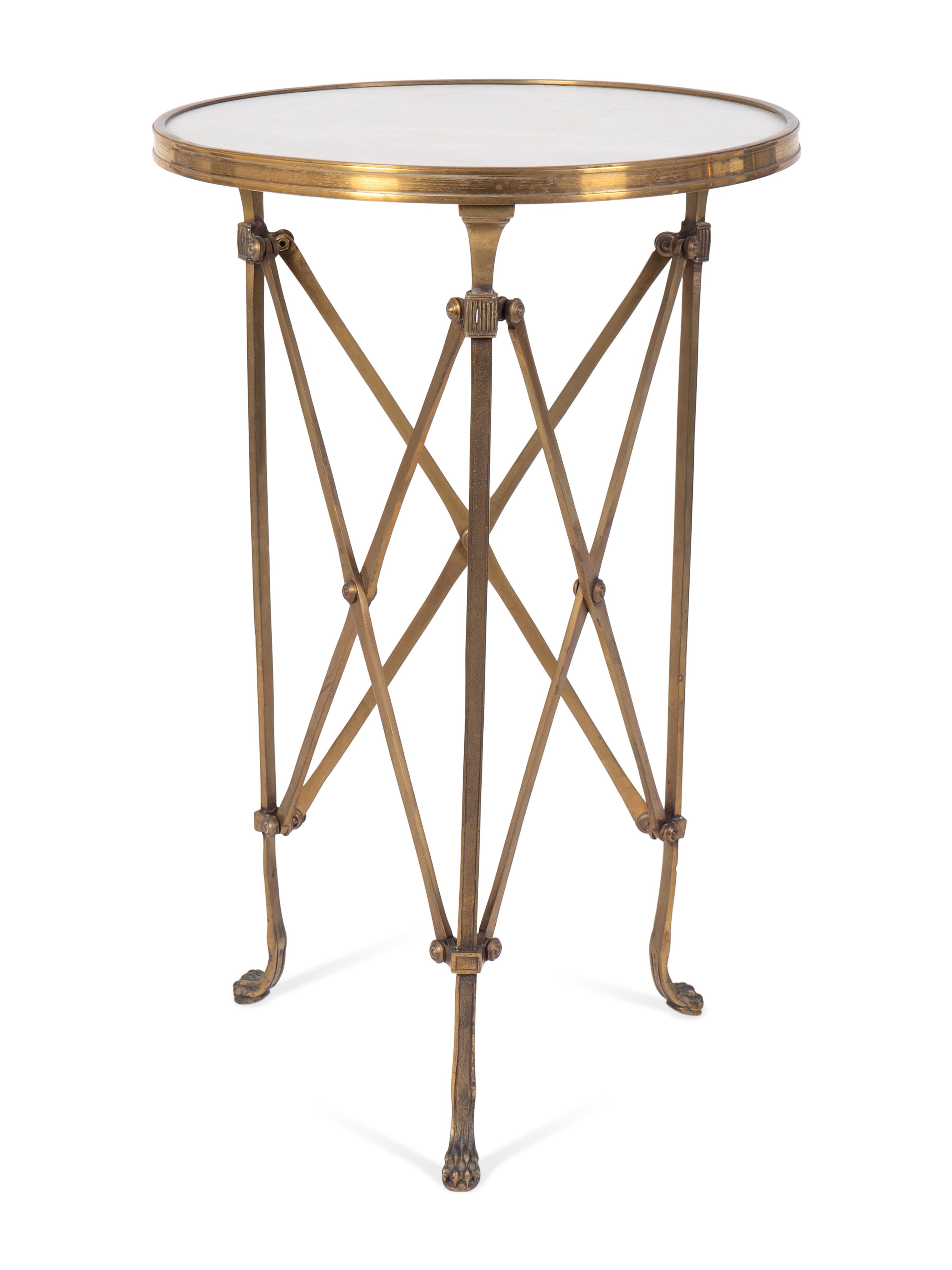 A Directoire Style Gilt Bronze and White Marble Gueridon — 20TH CENTURY