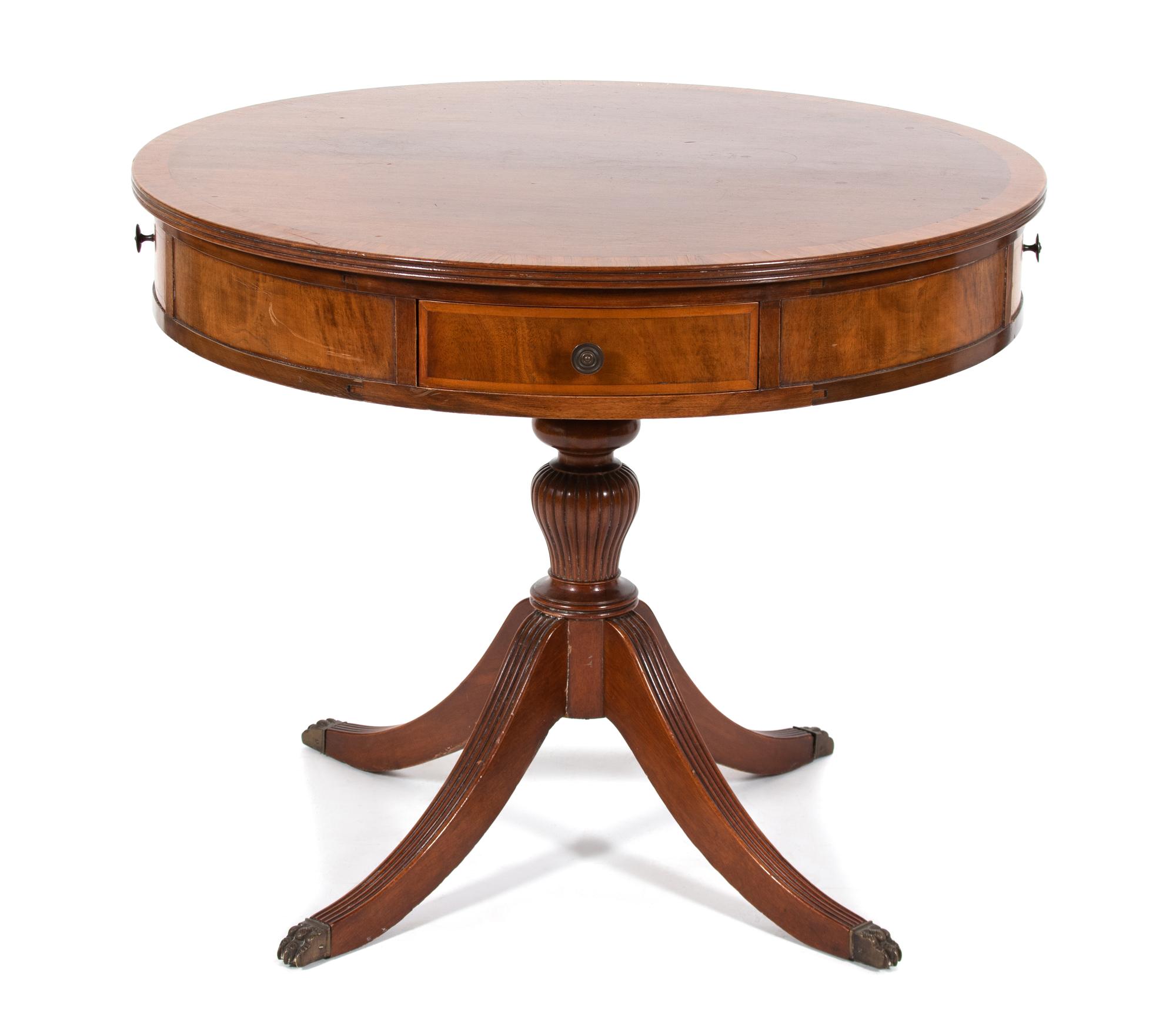 A Regency Style Crossbanded Mahogany Drum Table — 19TH CENTURY