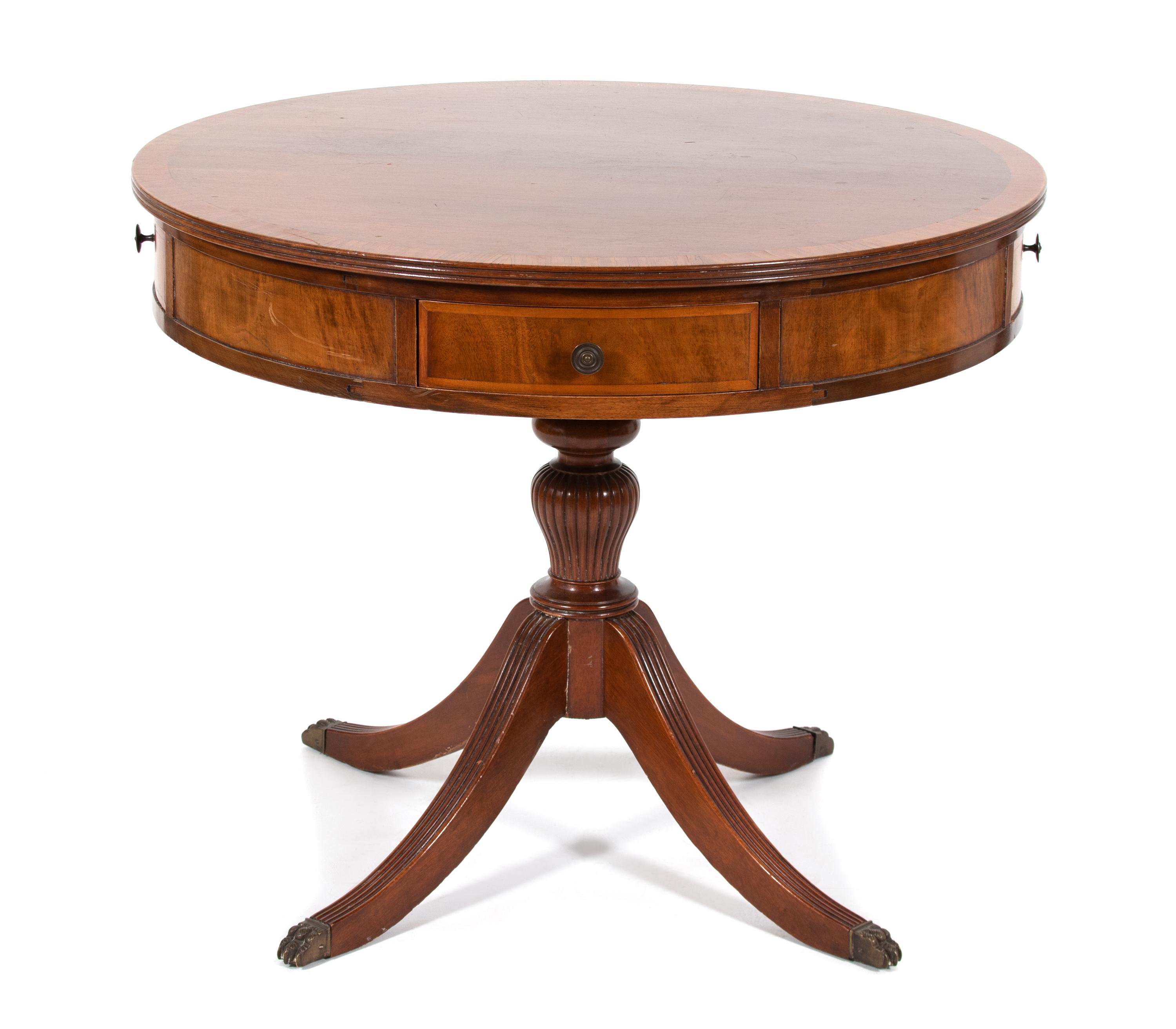 A Regency Style Crossbanded Mahogany Drum Table — 19TH CENTURY