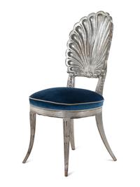 An Italian Silvered Shell-Back Armchair