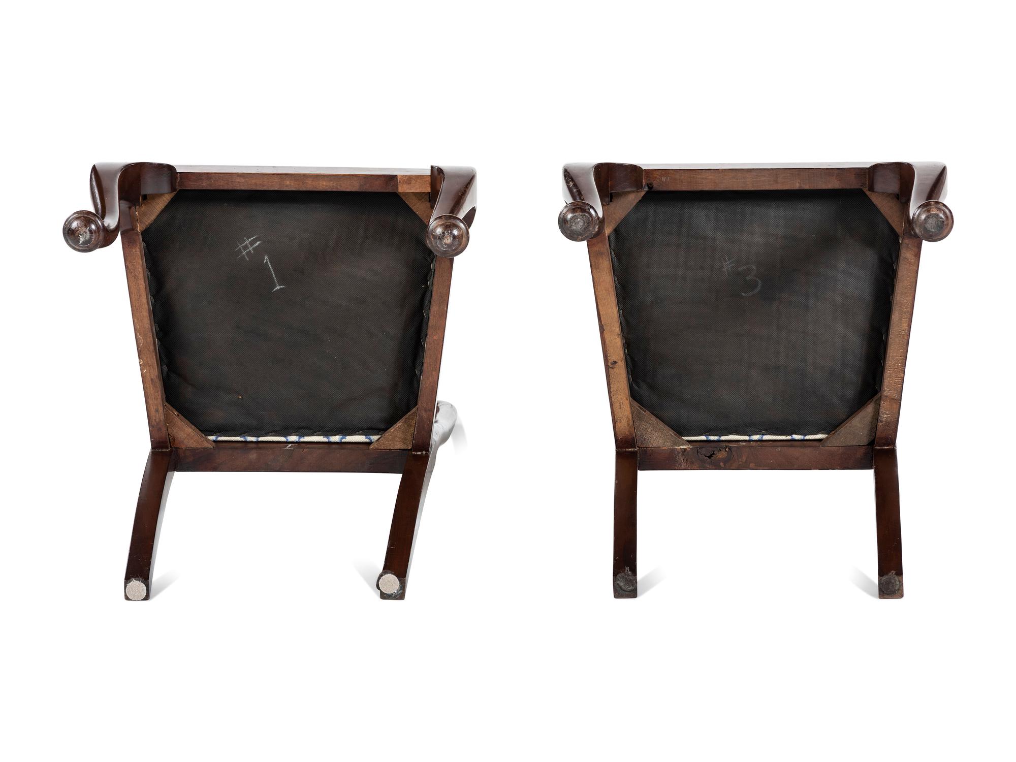 A George III Mahogany Games Table and a Set of Four Queen Anne Style Walnut Dining Chairs