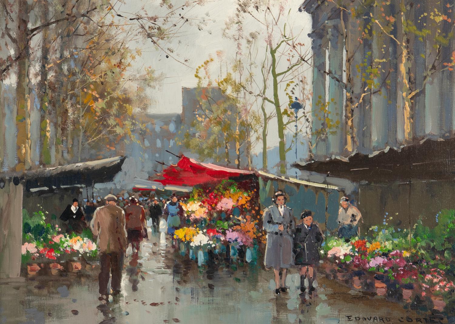 Edouard Léon Cortès (French, 1882-1969) — Paris, Marché aux Fleurs devant le Madeleine