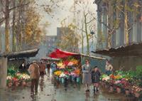 Edouard Léon Cortès (French, 1882-1969) — Paris, Marché aux Fleurs devant le Madeleine