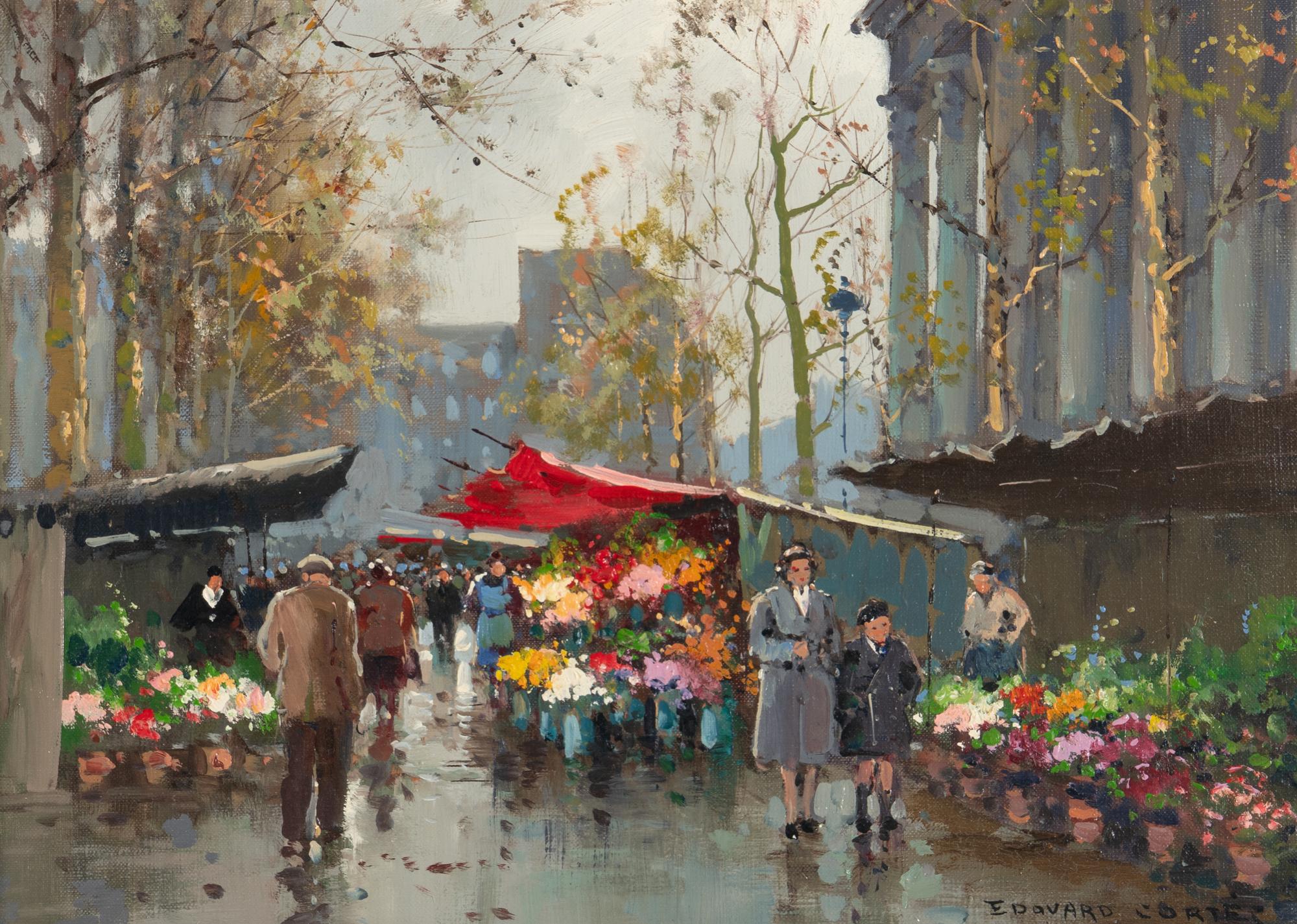 Edouard Léon Cortès (French, 1882-1969) — Paris, Marché aux Fleurs devant le Madeleine