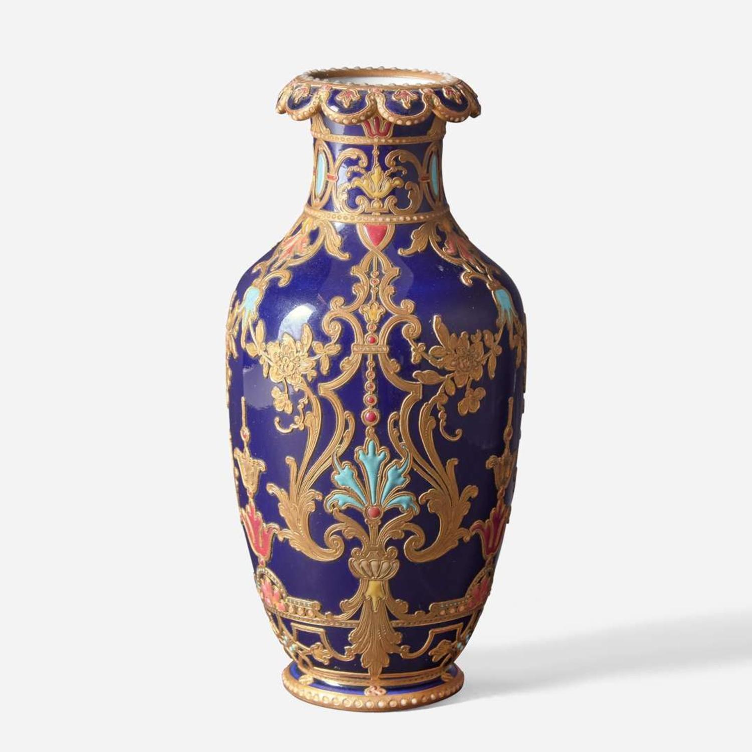 A KPM gilt-silver overlay and enameled porcelain vase Germany, late 19th century