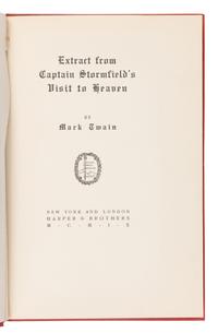 CLEMENS, Samuel L. ("Mark Twain") (1835-1910). Extract from Captain Stormfield's Visit to Heaven . New York and London: Harper & Brothers, 1909.