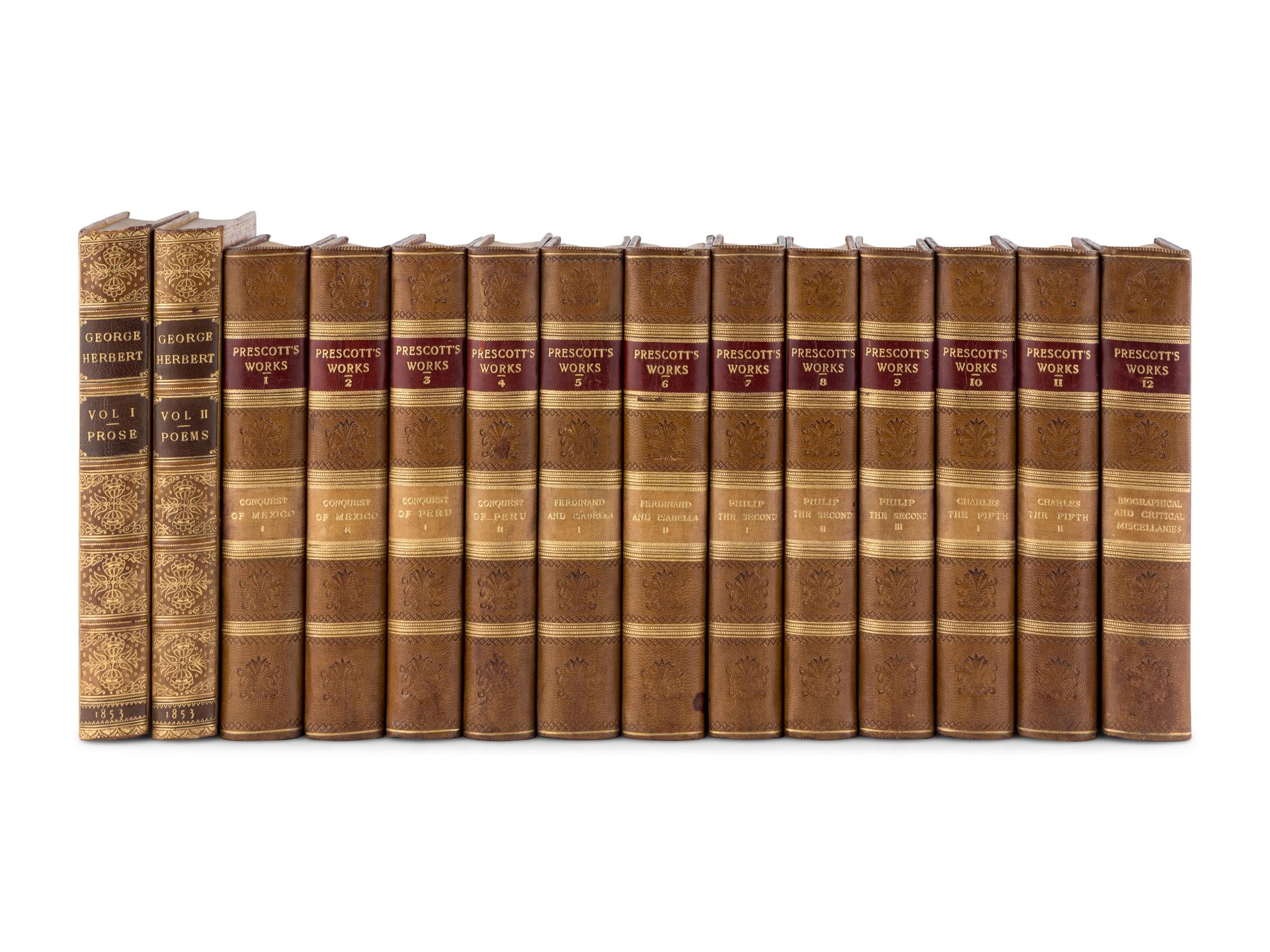 [BINDINGS] -- [LITERATURE]. A group of 4 works, all in leather bindings, related to literature, comprising: