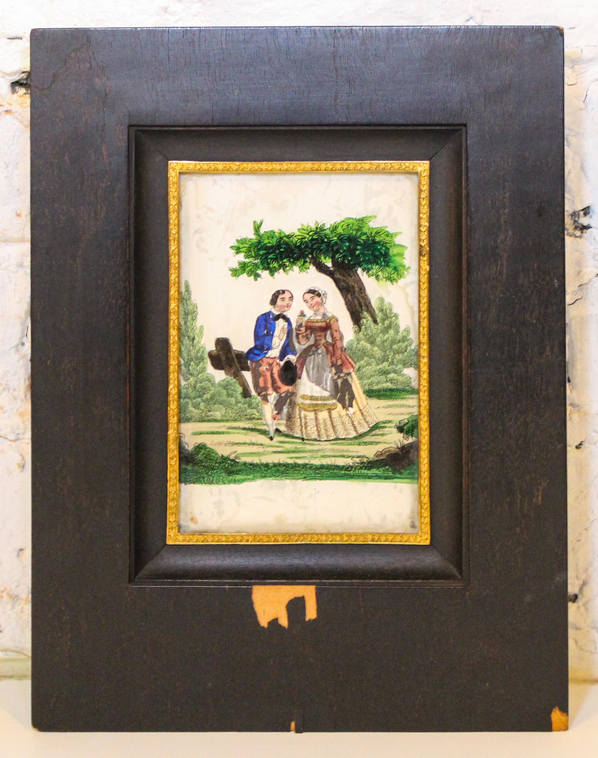 An English Reverse Painting 5 1/2 x 3 1/2 inches. — 18TH/19TH CENTURY