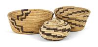Two Papago (Tohono O'odham) Bowls Height of largest 2 3/4 x diameter 8 inches. — 20TH CENTURY