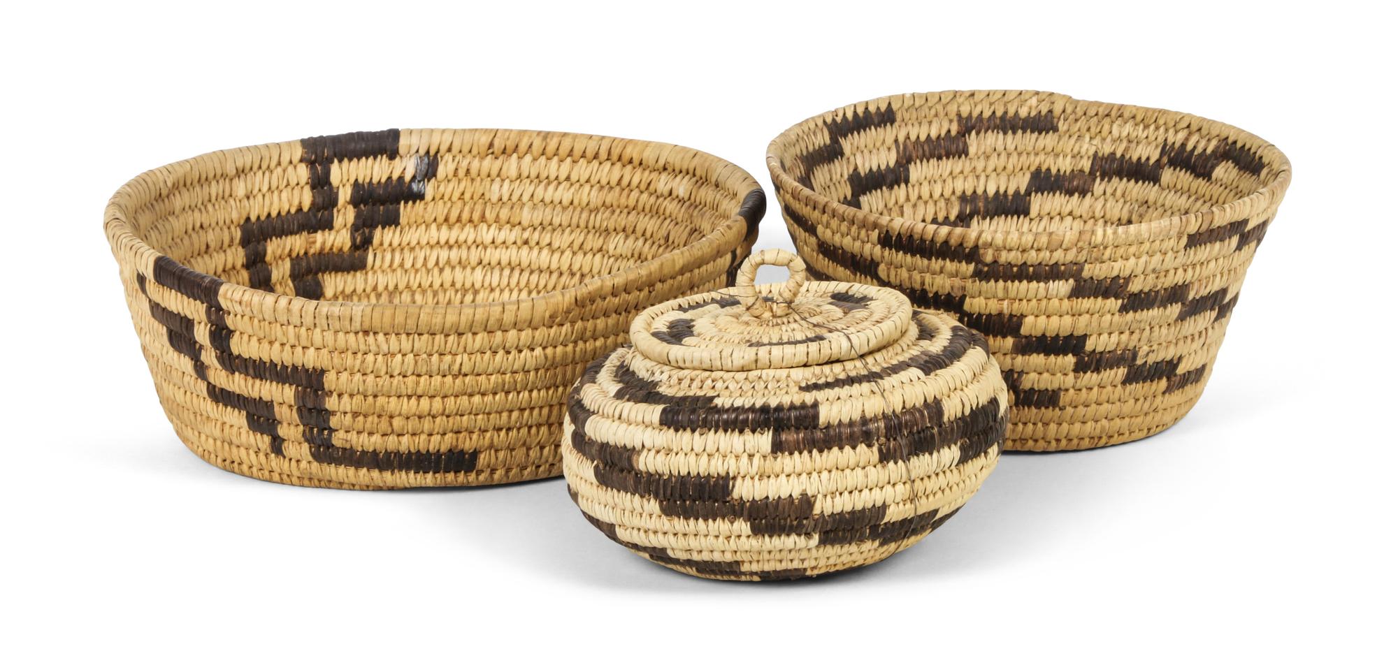 Two Papago (Tohono O'odham) Bowls Height of largest 2 3/4 x diameter 8 inches. — 20TH CENTURY