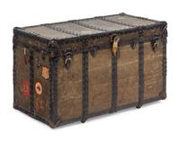 A Leather and Iron Steamer Trunk