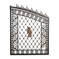 A Pair of Parcel Gilt Iron and Metal Lion-Decorated Gates