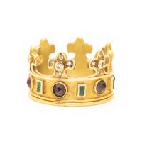 MULTIGEM AND DIAMOND CROWN RING