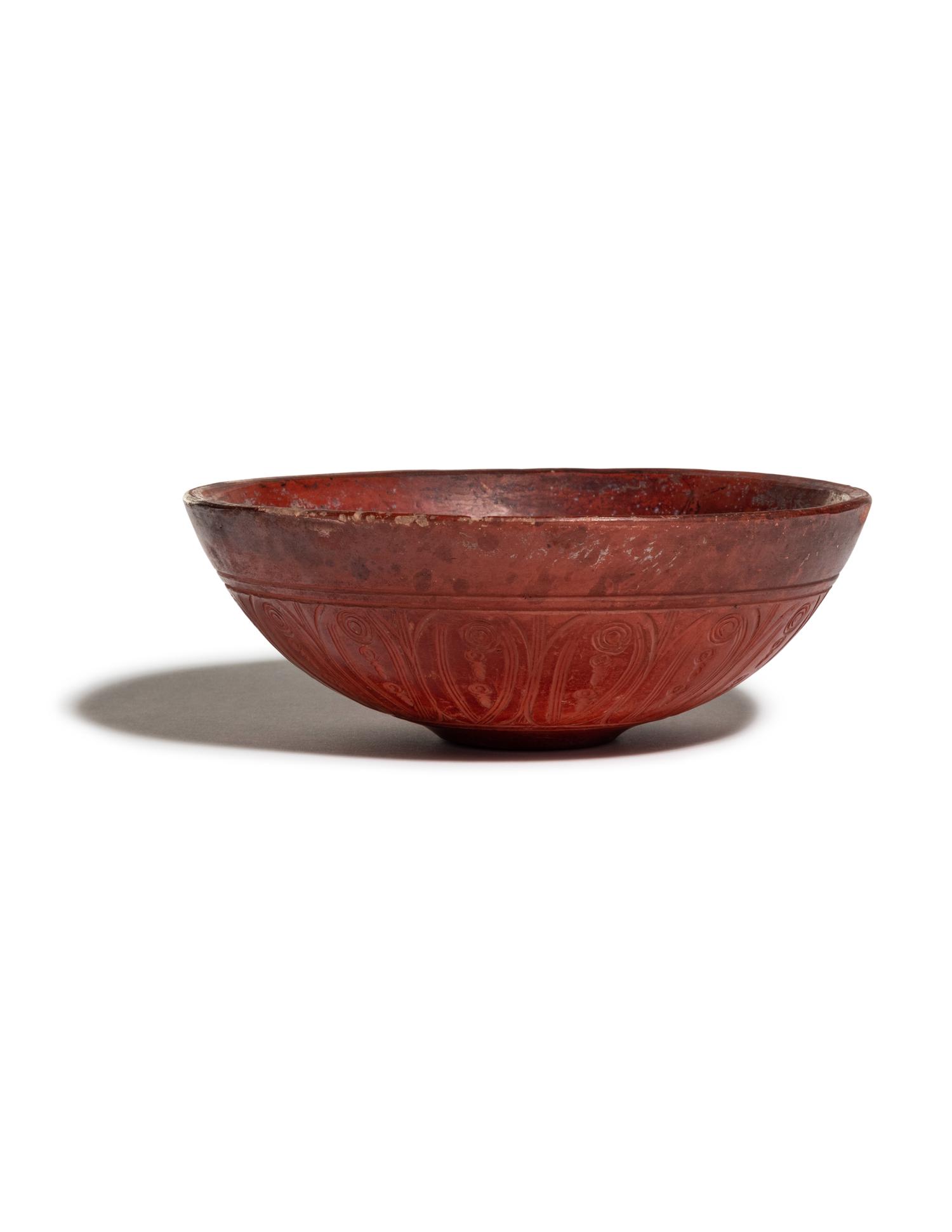 A Middle Eastern Slip-Decorated Pottery Bowl