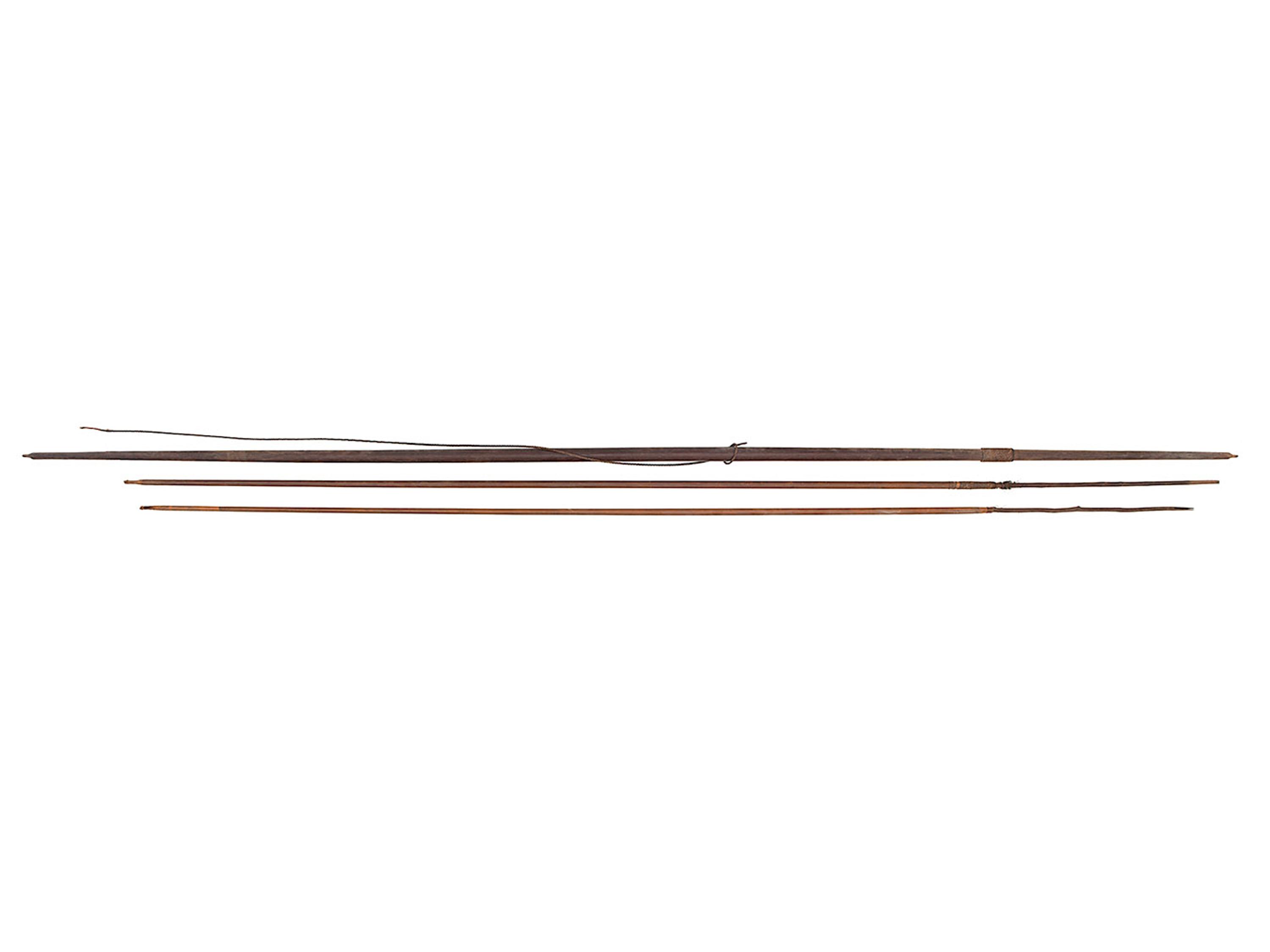 South Pacific Wood Bow and Fishing Spears, Collected by General Lawton (American, 1843-1899)
