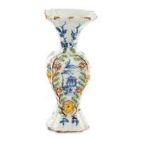 A Dutch Delft Polychrome Decorated Vase