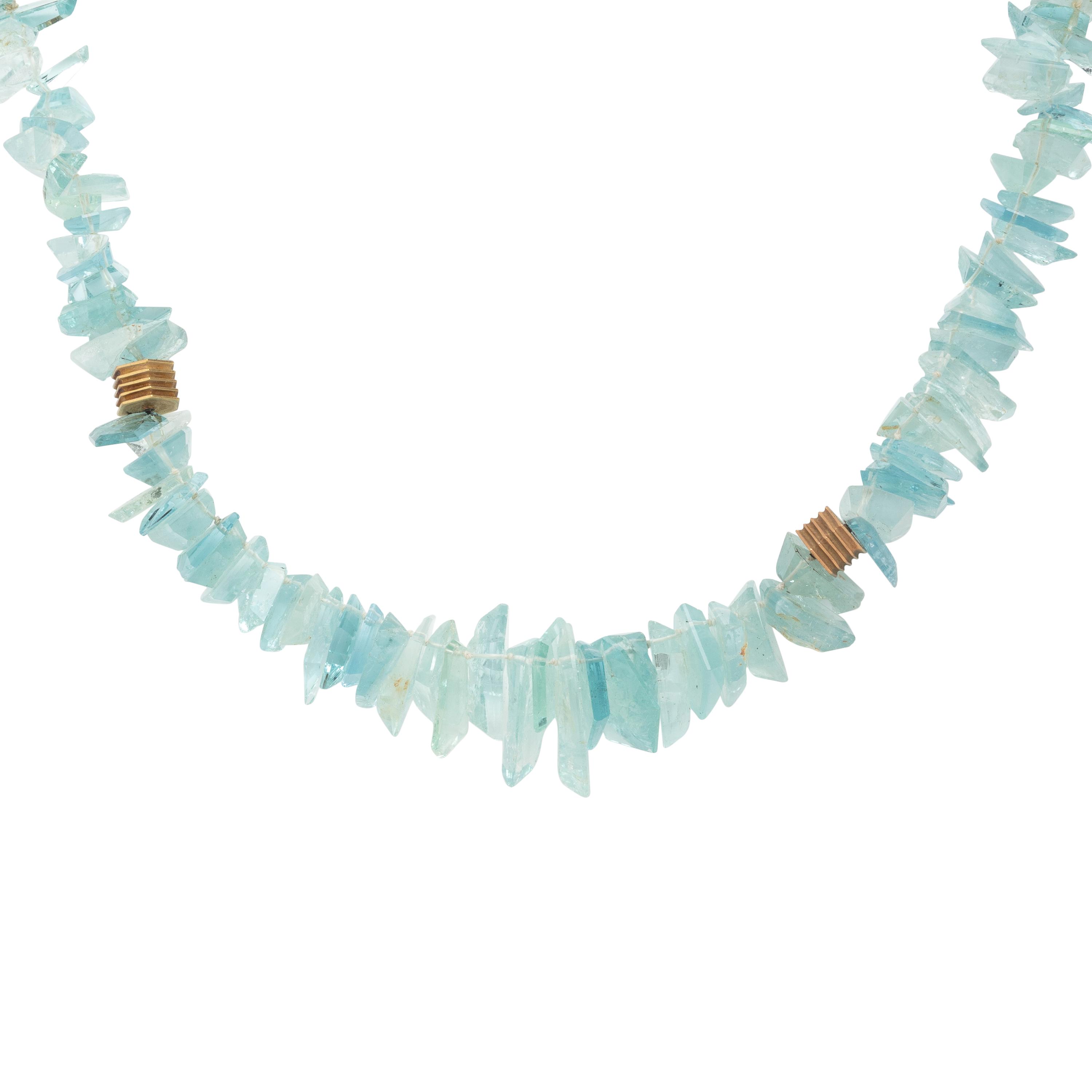 Christopher Walling, Aquamarine and Yellow Gold Beaded Necklace