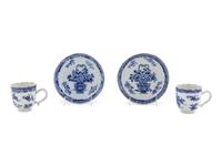 Two Chinese Export Porcelain Cups and Saucers