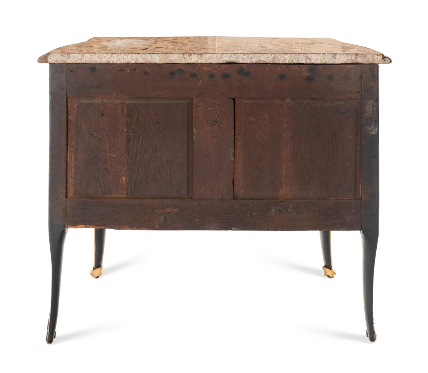 A Louis XV Gilt Bronze Mounted Lacquer Marble-Top Commode