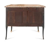 A Louis XV Gilt Bronze Mounted Lacquer Marble-Top Commode