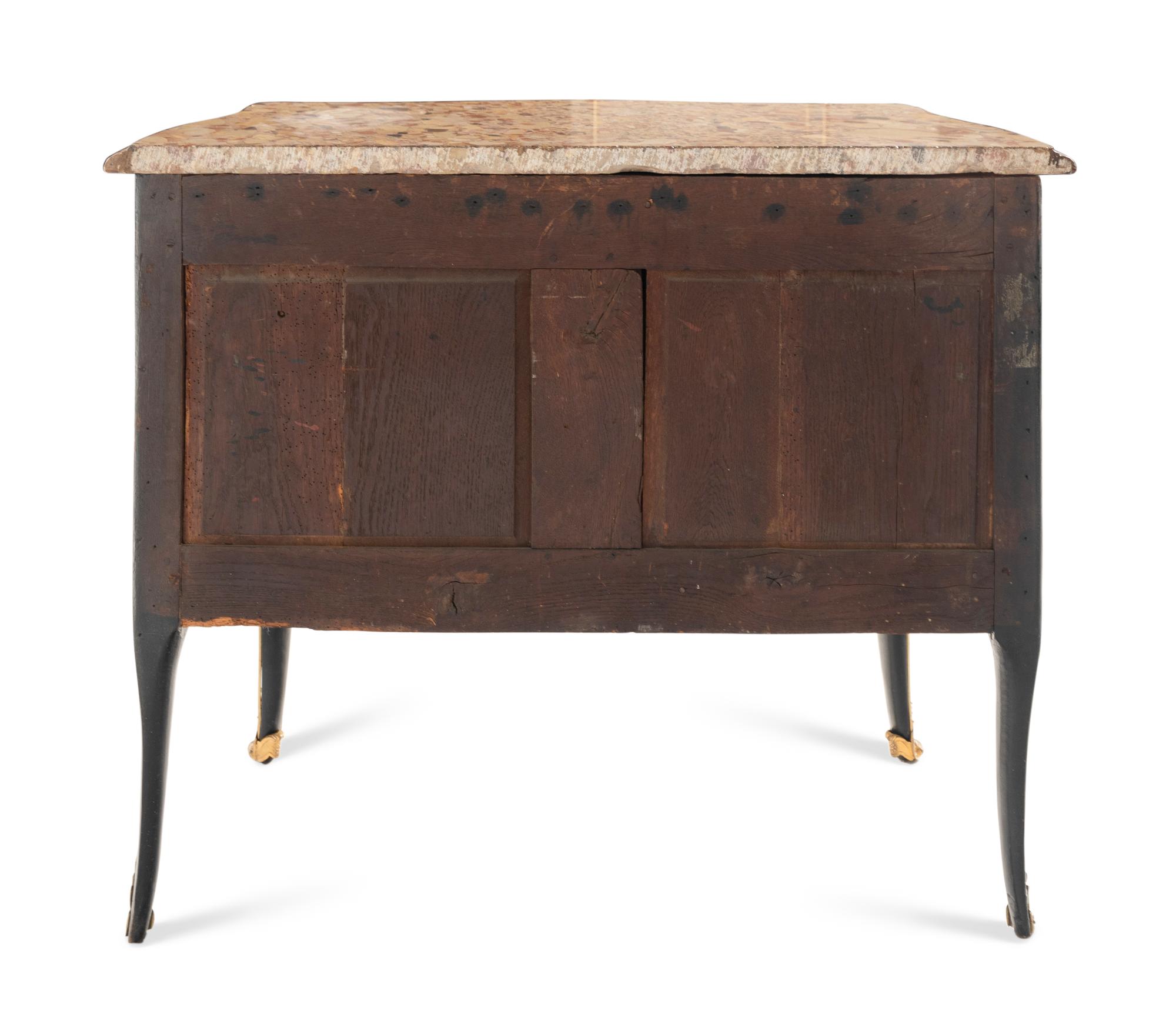 A Louis XV Gilt Bronze Mounted Lacquer Marble-Top Commode