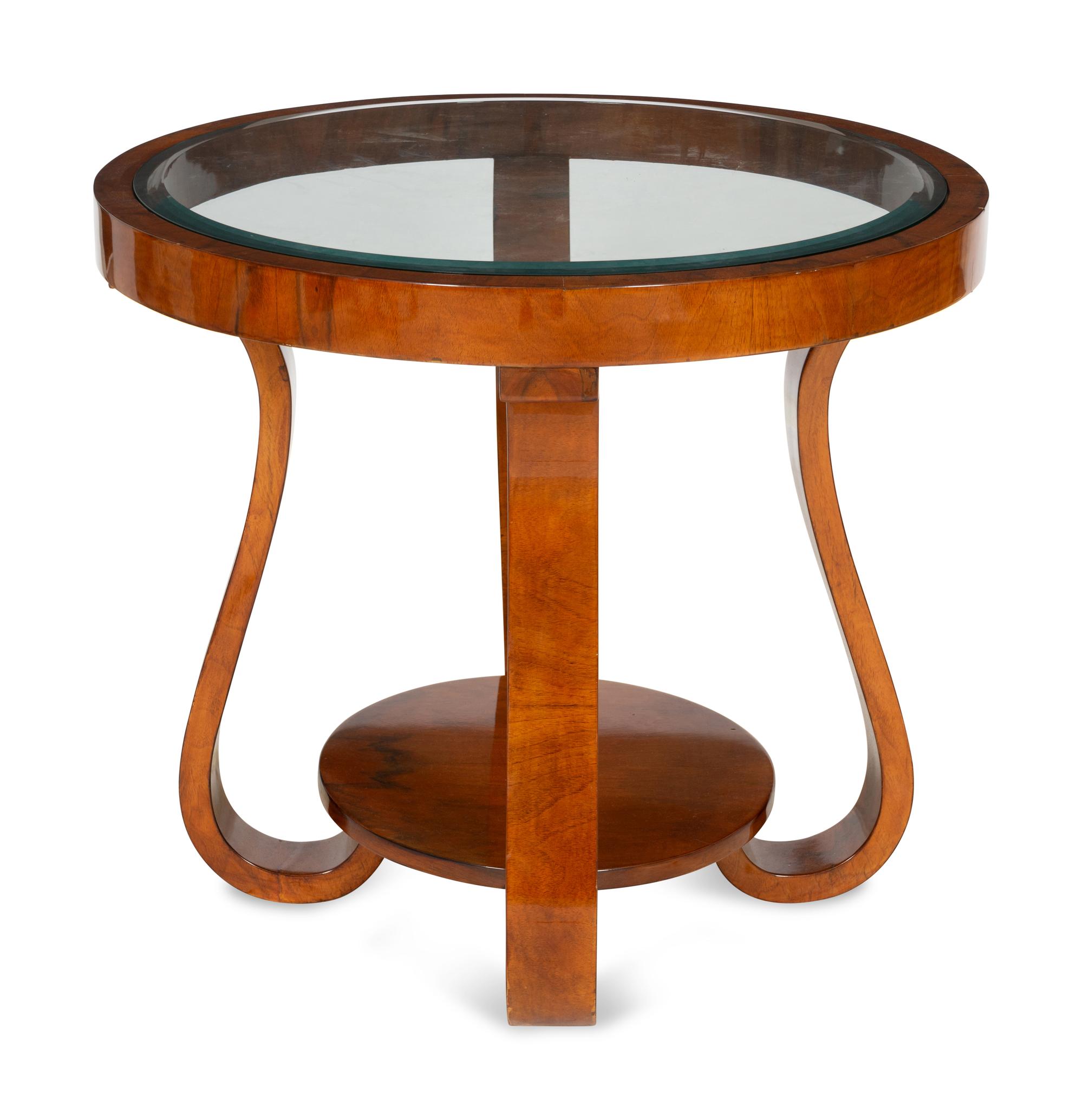 A Hungarian Art Deco Mahogany and Glass Side Table