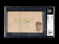 A Ty Cobb Signed Autograph Index Card (Beckett Authentication Services Encapsulated)