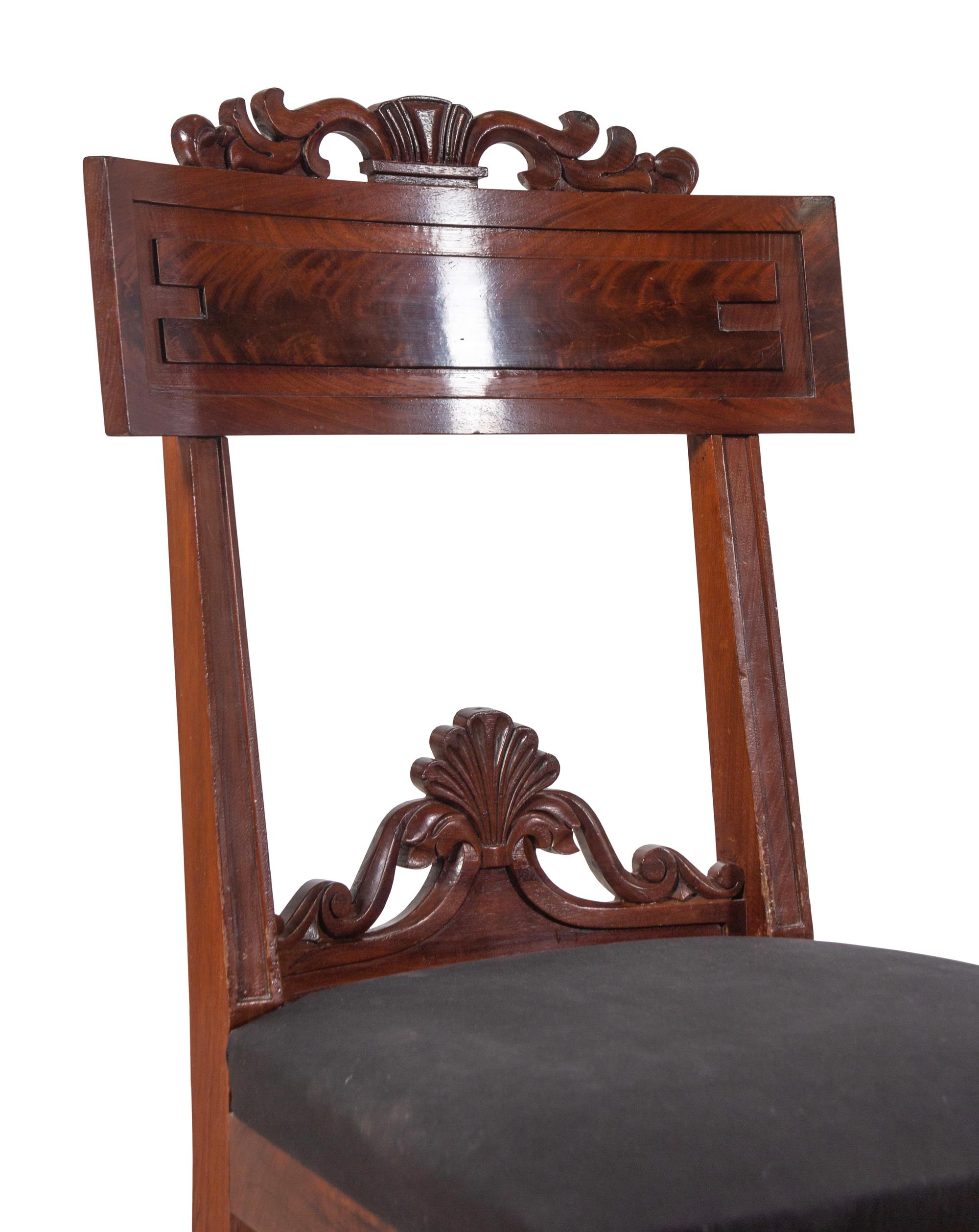 Three Regency Shell-Carved Mahogany Side Chairs
