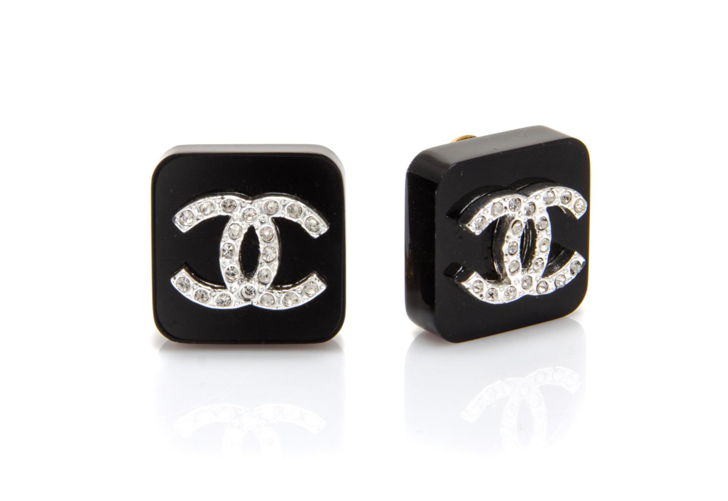 A Pair of Chanel Cube Earrings, .75" x .75".