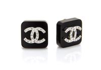 A Pair of Chanel Cube Earrings, .75" x .75".