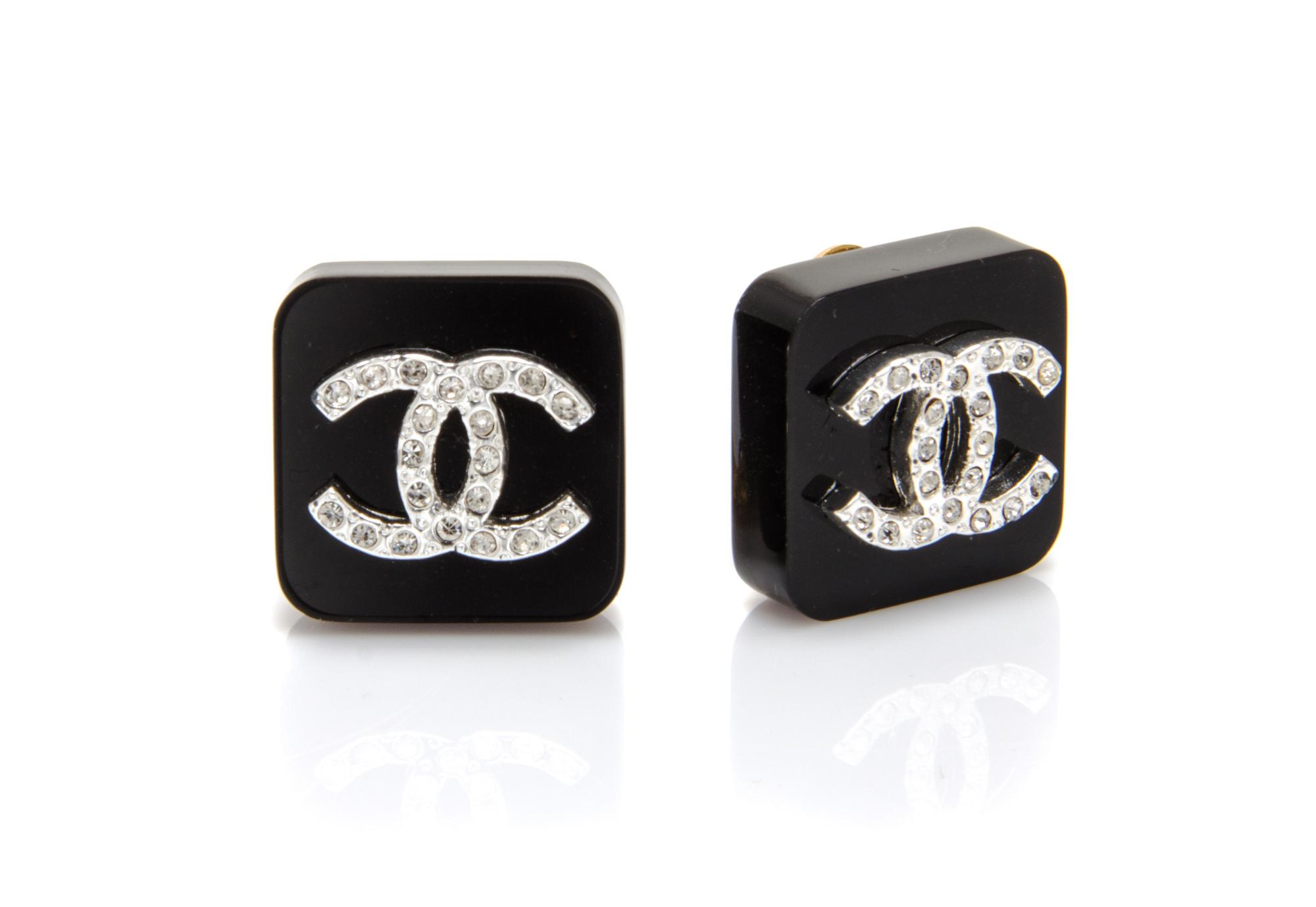 A Pair of Chanel Cube Earrings, .75" x .75".