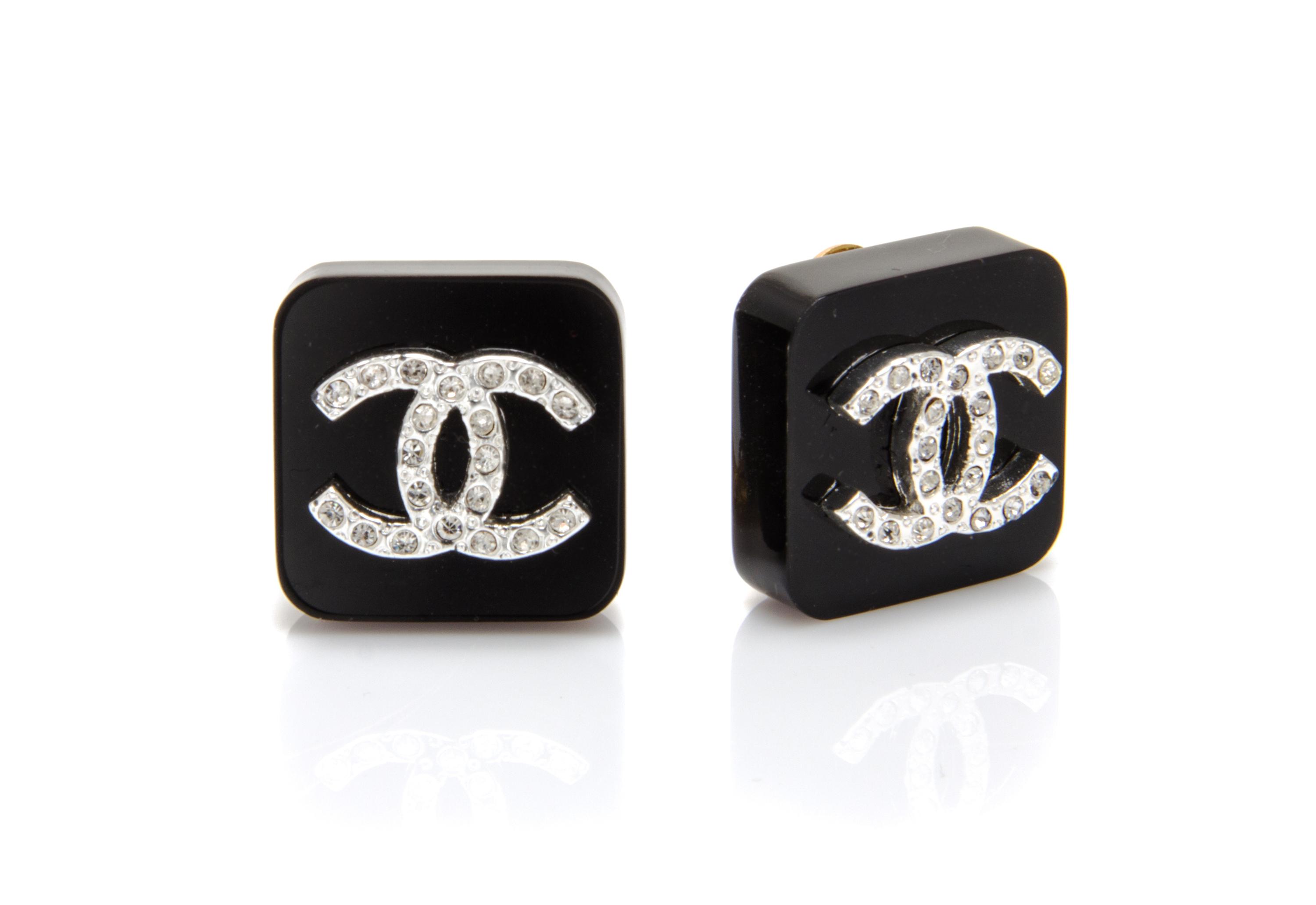 A Pair of Chanel Cube Earrings, .75" x .75".