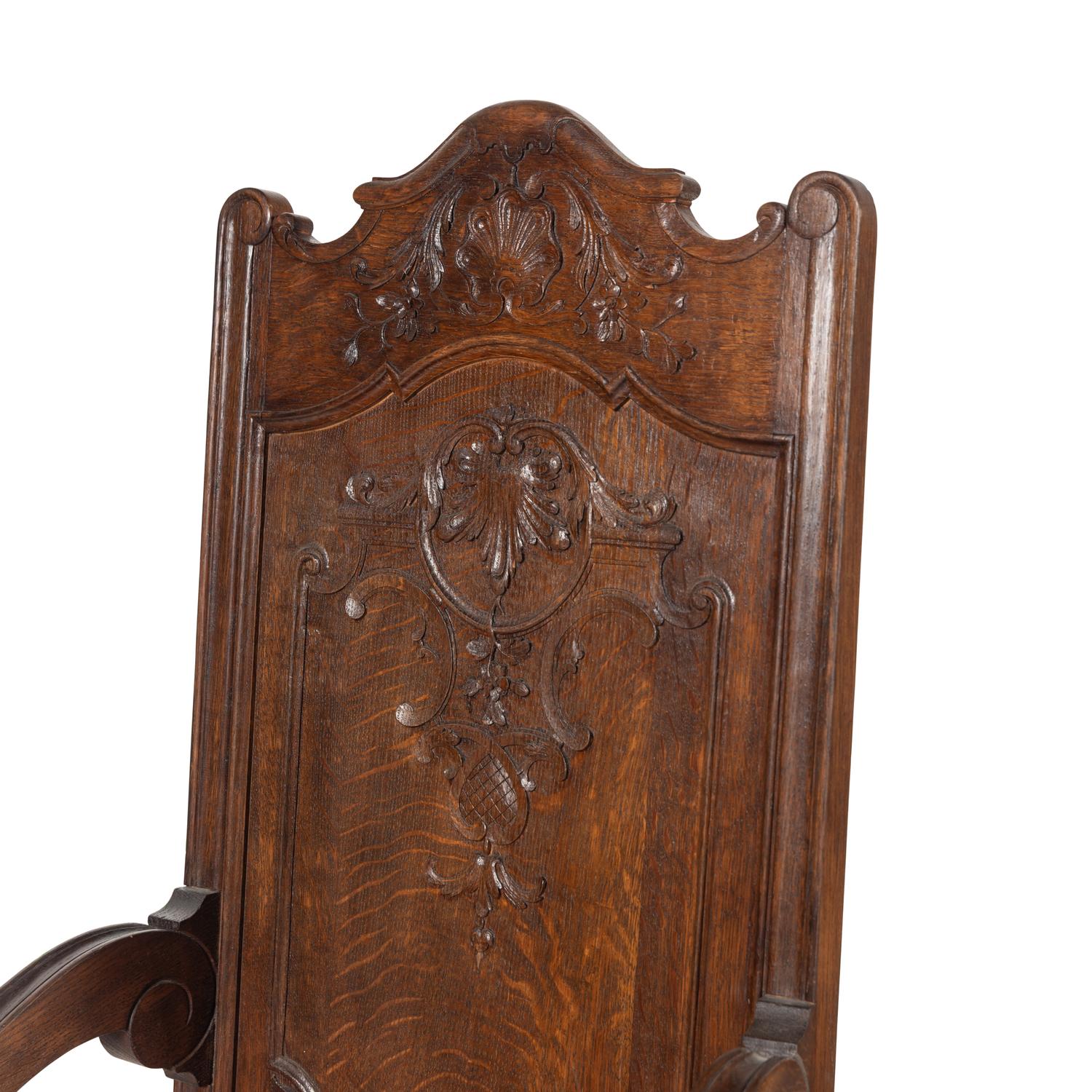 A Pair of French Oak High Back Chairs